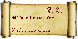 Néder Krisztofer névjegykártya